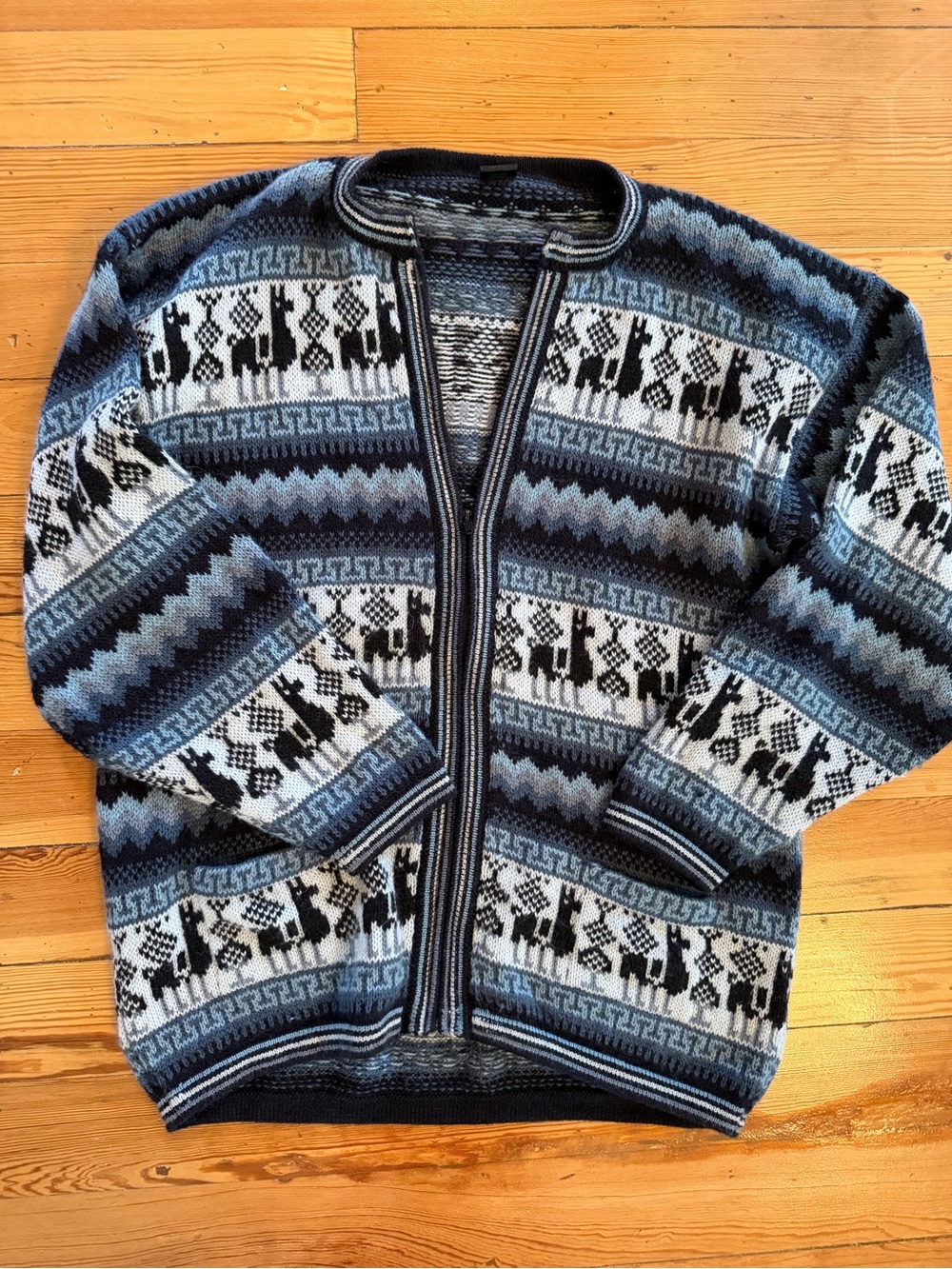 Women’s Blue And Gray Alpaca Full Zip Sweater Arcohi’s Vintage 80’s Soft